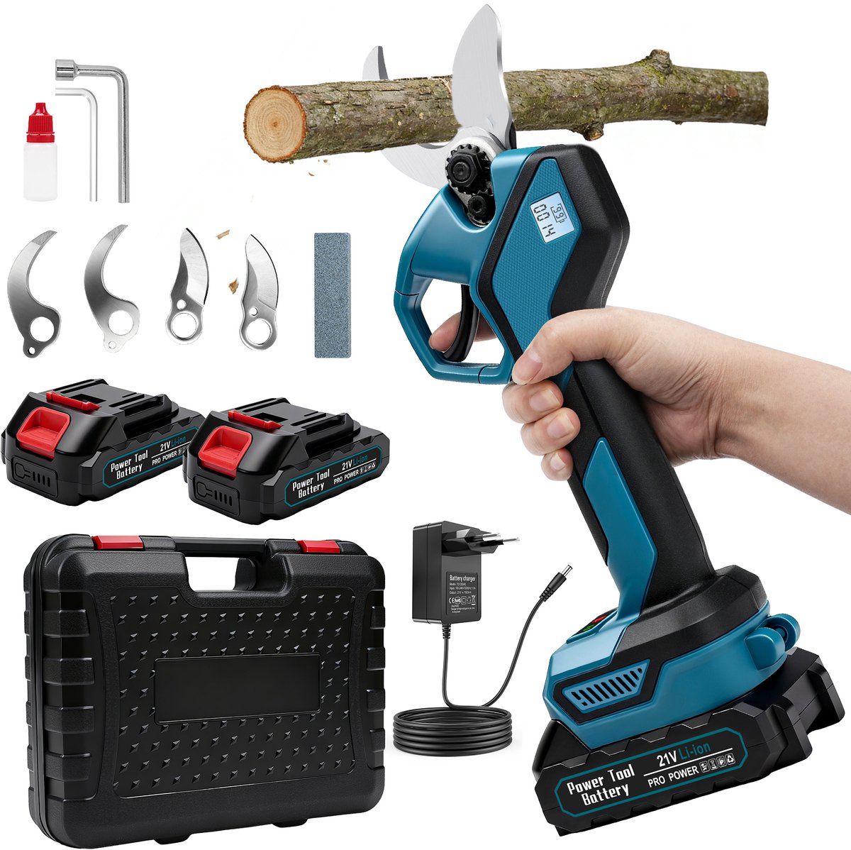 Elektrische Snoeischaar - 40 mm snoeischaar met borstelloze motor, voor tuinieren, fruitbomen, wijngaarden - Accu Takenschaar - Elektrische Tuinschaar - Heggenschaar - Elektrisch Takkenschaar