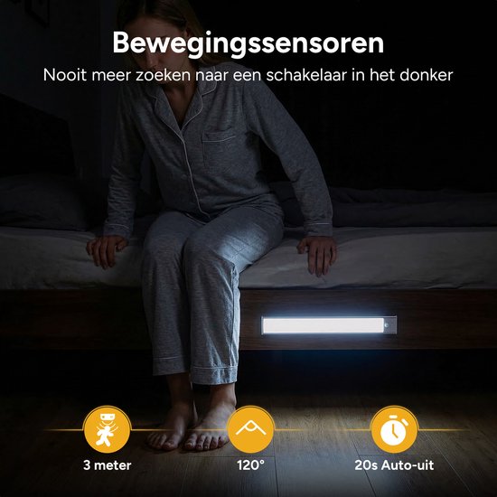 thumbnail: Magnetische LED Kastverlichting Set 3 Stuks - Oplaadbaar, Draadloos Met Afstandsbediening - Warm & Koud Wit