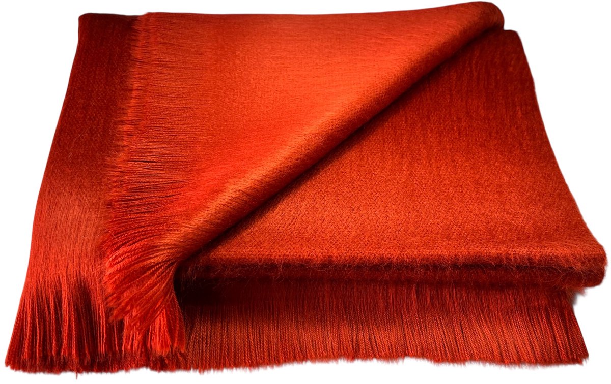 Alpaca D'Luxe Sjaal - Hypoallergeen - Terracotta - Zacht en van Kwaliteit - Luxe cadeau - Damesmode - Herenmode - Sjaals Dames - Sjaals Heren - Warm - Neksjaal - Accessoires - Shawls - Elegant - Duurzaam - Handgemaakt - Luxe Alpaca Wollen Sjaal