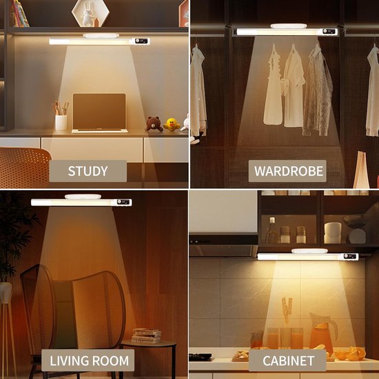 Nachtlamp - Nachtlampje - Onderbouw Verlichting - Bewegingssensor Lamp met 2000mAh Batterij - 3m Detectiebereik - Instelbare Hoeken - Geschikt voor Keuken, Bureau en Nachtkastje - Type-C opladen - 2 stuks - 2000mAh — afbeelding 4