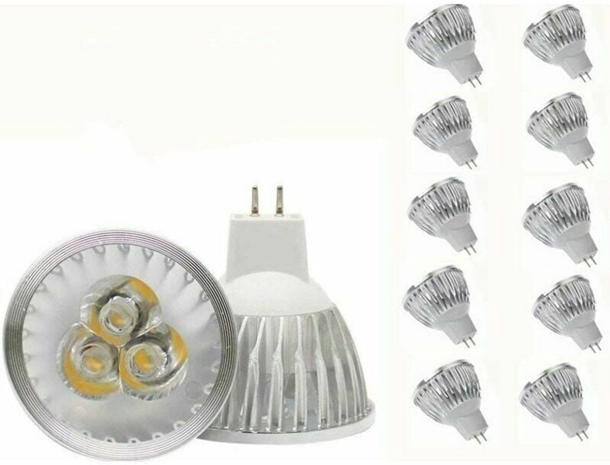 MR16 LED-lamp, 3W warm wit, 12V 3W LED-spotlamp, geschikt voor inbouwrails, equivalent aan een 20W halogeenlamp, verpakking van 10 stuks