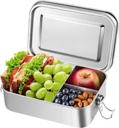 Gsedaox - Lunchbox - Bento Box - Lunch Box en acier inoxydable - 3 compartiments - Adultes et Enfants- 1200 ml