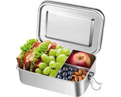Gsedaox- Lunchbox - Bento Box -RVS Broodtrommel- 3 Compartimenten- Volwassenen en Kinderen-1200 ml