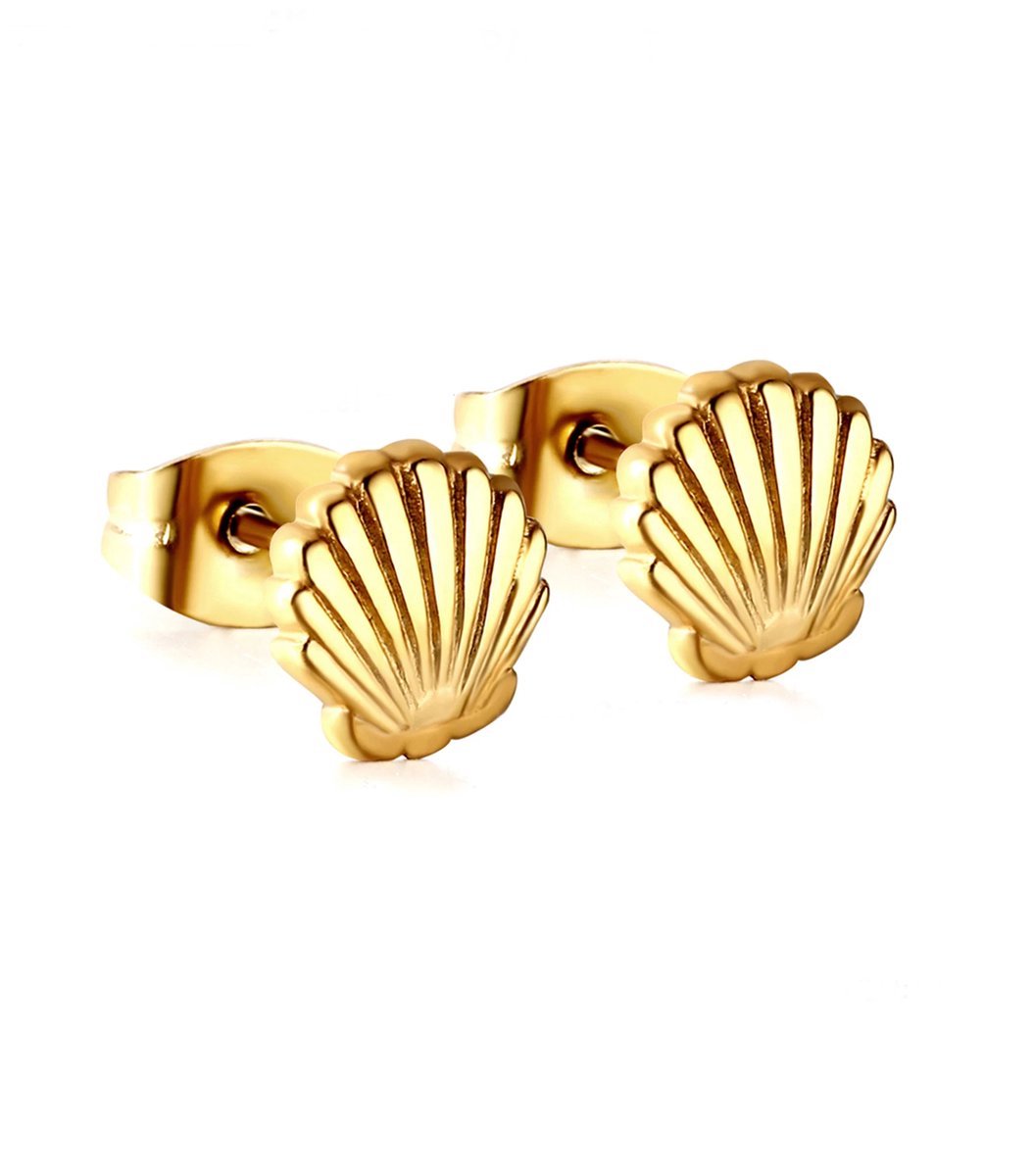 Oorbellen schelp - goudkleurig - RVS
