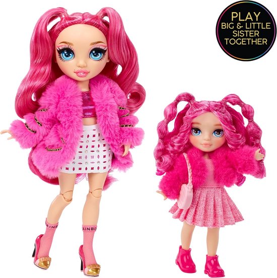Modepop Littles - Kleine pop - Kinderen spelen - Poseerbaar met tas - 14 cm - Roze van Merkloos — afbeelding 2