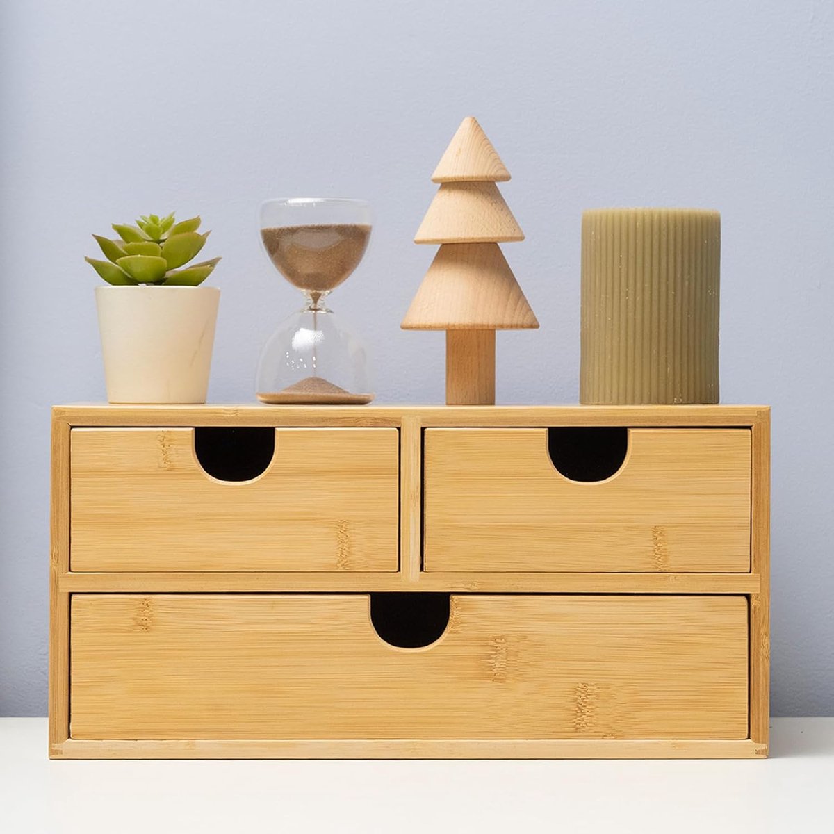 Bureau Organizer - Opbergbox Laden - Thuis Kantoor - Drie Laden - 33x19x16 cm - Bamboe