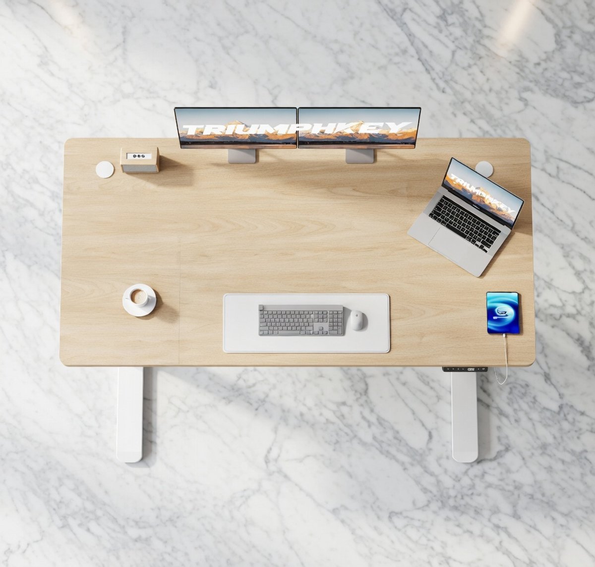 Elektrisch In Hoogte Verstelbaar Bureau 140x70 cm – Ergonomisch Staand Bureau met 3 Geheugenposities, USB-oplaadpoort, Anti-botsingssysteem en Kabelmanagement – Perfect voor Thuiswerk, Kantoor en Gaming House&Garden