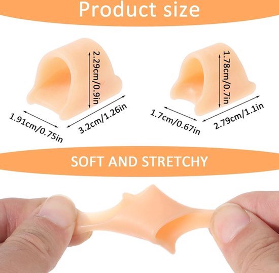 Hamerteen-corrector, 6-delige set met gel-teenbandjes - Hamerteen-steunkussentjes - Unisex-teenkussentjes - Gebogen teenklemmen - 2 maten: M/S - Onmisbaar. van Merkloos — afbeelding 5
