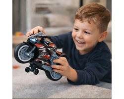 Eddy Toys Motor Wheelie - Elektrisch Speelgoedvoertuig met Licht en Geluid - Massieve Banden - Inclusief Batterijen - Stunt Motor voor Kinderen - Afmetingen 26 x 7 x 14,5 cm - Kleur Zwart/Rood/Groen