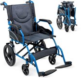 Mobiclinic Faraon - Rolstoel - Transport rolstoel - Opvouwbaar - Zitbreedte: 46 cm - Met rolstoelkussen - Handmatig - Staal - Opklapbare voetsteunen - Blauw
