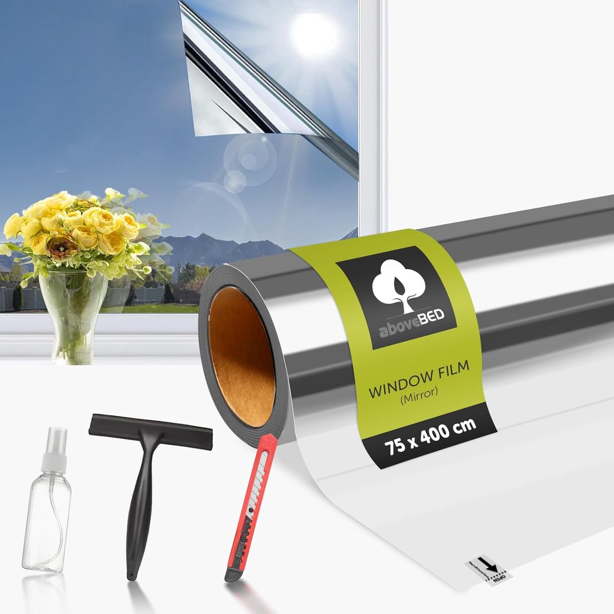 Raamspiegel Folie - Zichtwerende Vinyl - Privacy Creëren - Statisch Hechtend - 75 x 400 cm