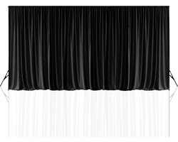 Achtergrond Gordijn - Stoffen Paneel - Fotografie Decoratie - Kreukvrij Spandex - 3 x 9 Meter - Zwart