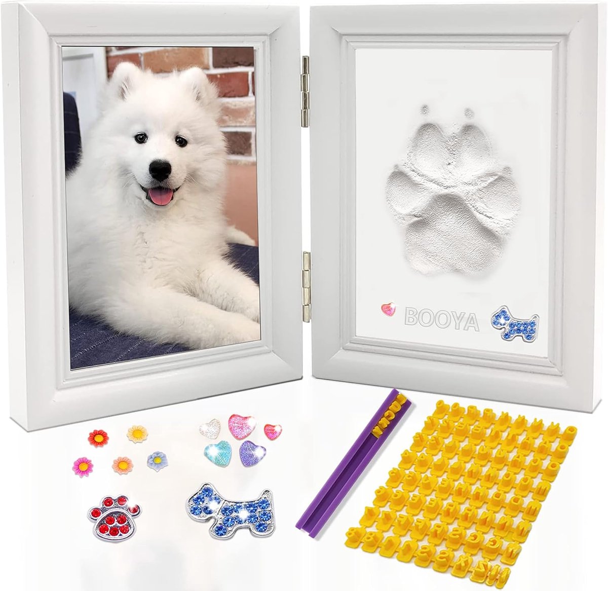 Pootafdruk Set - Herinnering Kit - Huisdier Aandenken - Inclusief Fotolijst - 15x23 cm - Wit