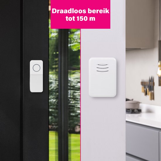 Byron DBY-22311 - Deurbel Draadloze set - 150m Bereik - IP44 waterdicht - Wit — afbeelding 3