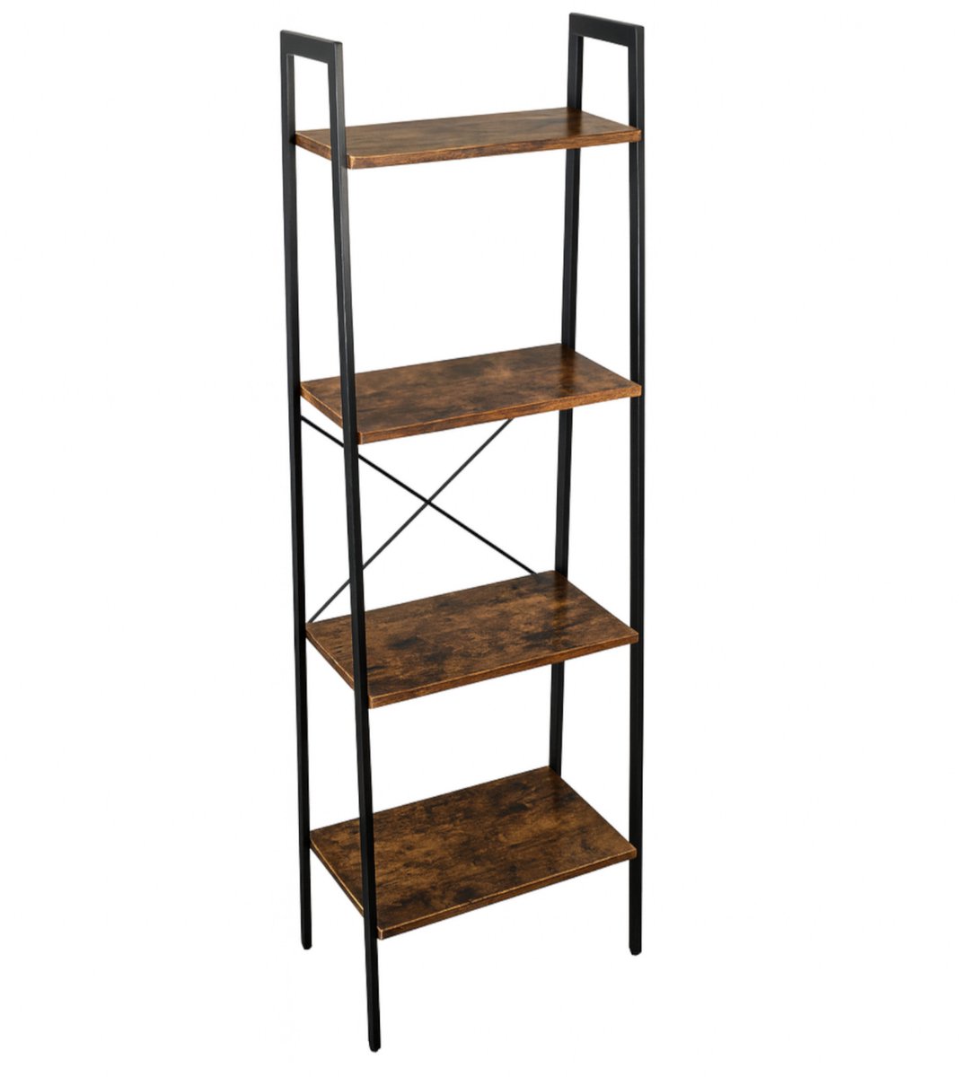 BEGRYF Ladderrek - Rustiek Bruin - 4 Niveaus - 56x34x138 cm - Metalen Frame - Industrieel Design