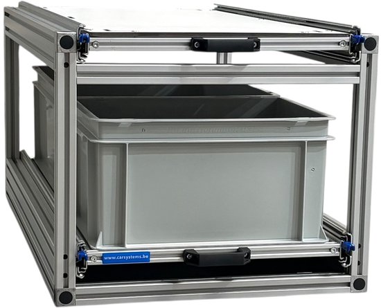 Dubbele schuifframe 90x40 cm inclusief 2 open bakken en 6 mm global ...