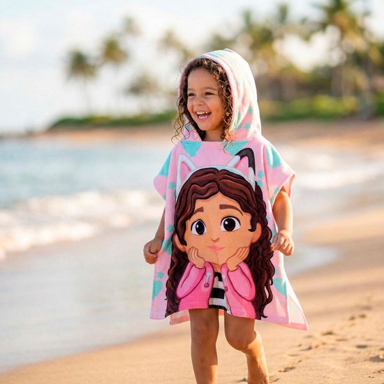Gabby’s Poppenhuis Poncho Meisjes - Strandponcho met Capuchon - Sneldrogend - Kinder Badponcho Strand Zwembad van Merkloos — afbeelding 3