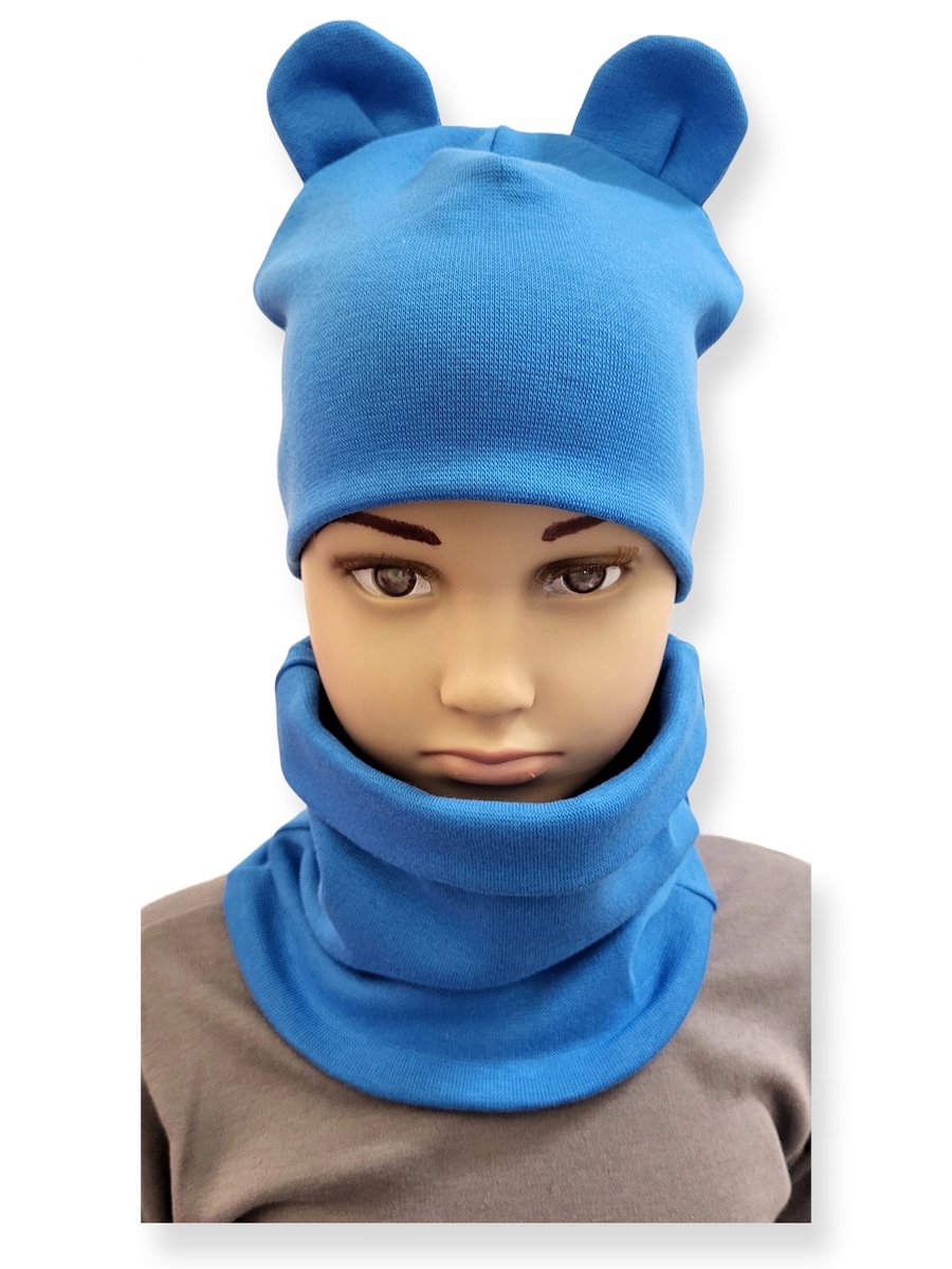 Dartomik - Kinder Set - Hoed met Oren - Sjaal - Blauw