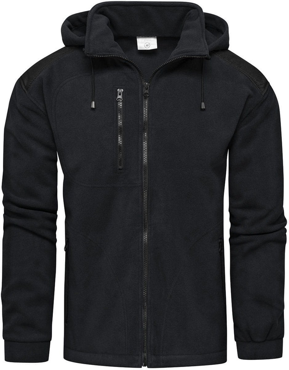 Recea - Fleecevest - Zwart - XL - Afneembare Capuchon - Functioneel