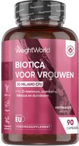 WeightWorld Biotica voor Vrouwen - 5 bacteriestammen met 30 miljard KVE - Met D-mannose, cranberry, hibiscus en duindoorn - 90 vegan capsules