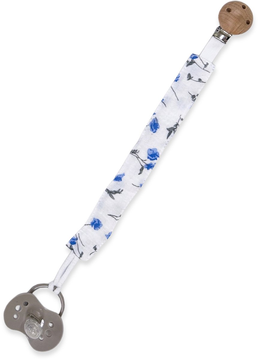 Dartomik - Zuigfopspeen Houder - Muślin 100% Katoen - 32 cm - Houten Clip