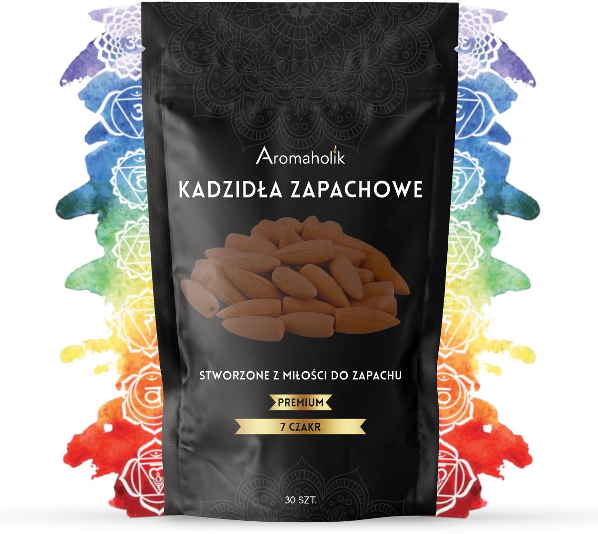 Aromaholik - Wierookkegels Backflow - 7 Chakra's - 30 stuks - XL - Waterval Effect - Natuurlijk