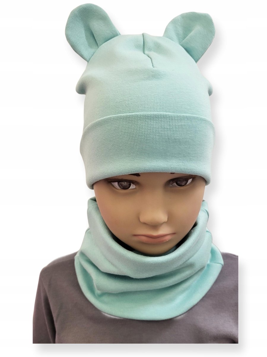 Dartomik - Babykleding Set - Muts met Oortjes - Sjaal - Muntgroen