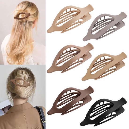 Pinces à cheveux plates pour femmes – Lot de 6 pinces à cheveux – Pinces plates et pinces à bec de canard – Antidérapantes et prise ferme – Pour cheveux fins et épais – Coiffure quotidienne