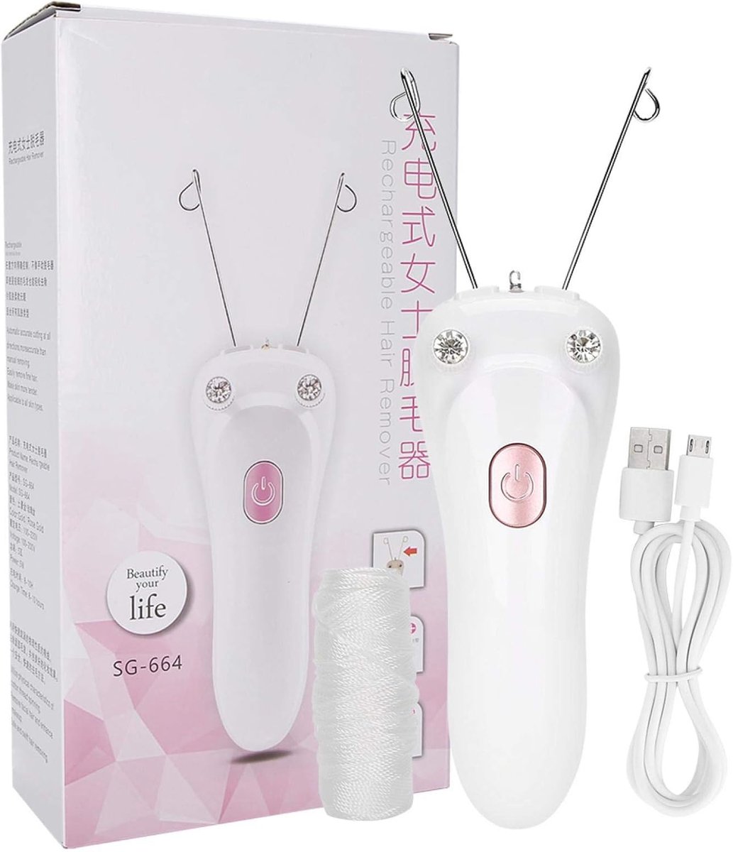 Draad Epilator - Gezichts ontharen - Huidverzorging Thuis - Fysieke Ontharing Methode - USB Oplaadbaar - Roze