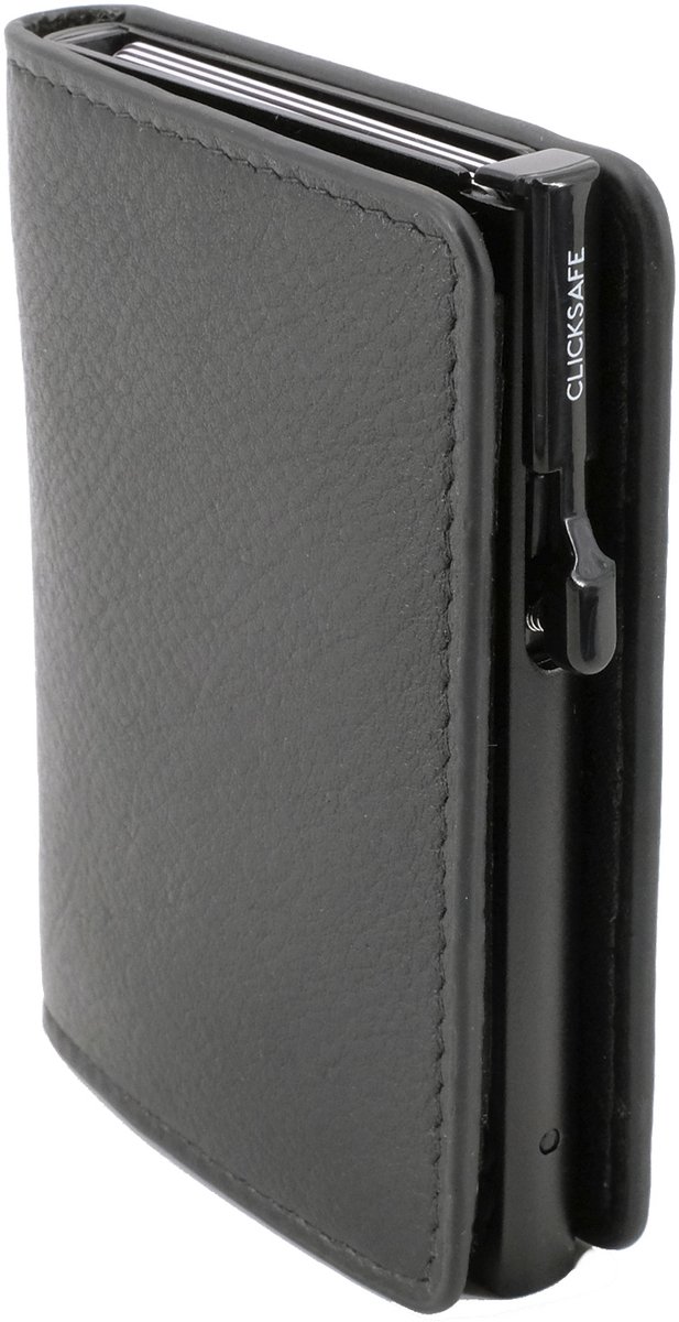 CLICKSAFE - Slanke portemonnee met kaarthouder - Nappaleder zwart - JU-985201