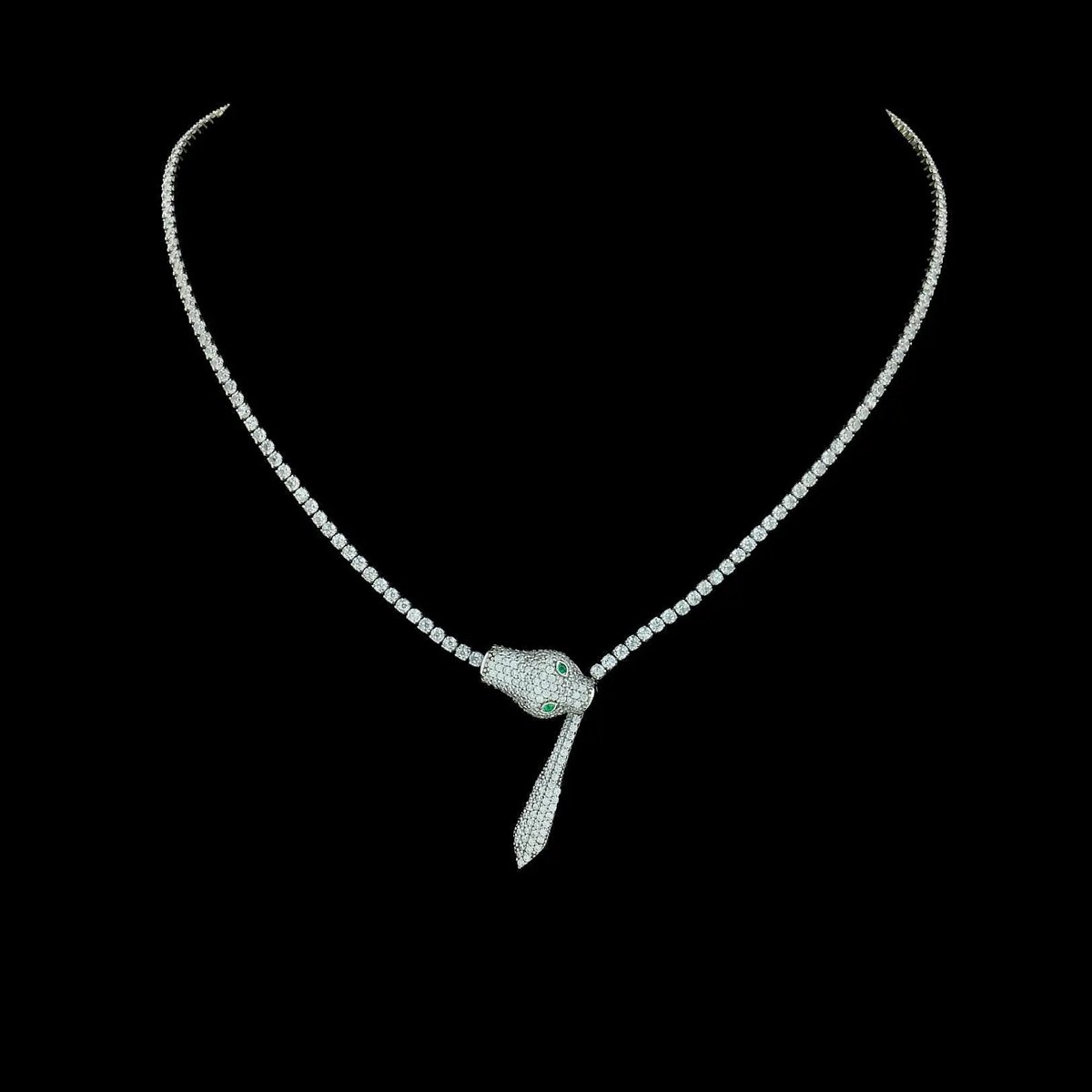 Victoria Valenza 925 Sterling Zilveren Slangen Tenniscollier met Zirkonia Stenen - Ketting - 925 sterling zilver - Tennisketting - Zirkonia