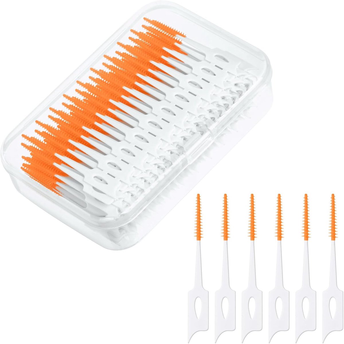 Interdentale Ragers - Tandenstokers - Mondhygiëne - Draagbare Opbergdoos - 220 Stuks - Oranje