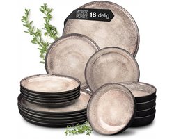 Moritz & Moritz VIDA 18-delige Serviesset voor 6 Persoons – Modern Bordenset Beige – Servies met dinerborden, dessertborden en soepborden