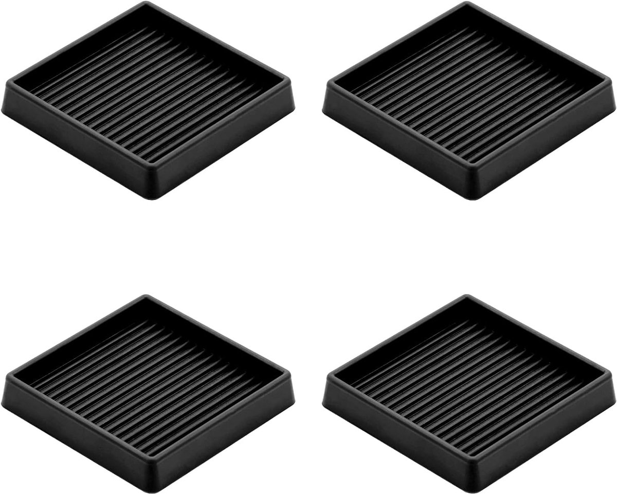 Vierkante Zwenkbekers - Meubelvoetjes Vloerbeschermers - Meubels Verplaatsen - Antislip Rubber Grip - 3x3 cm - Zwart