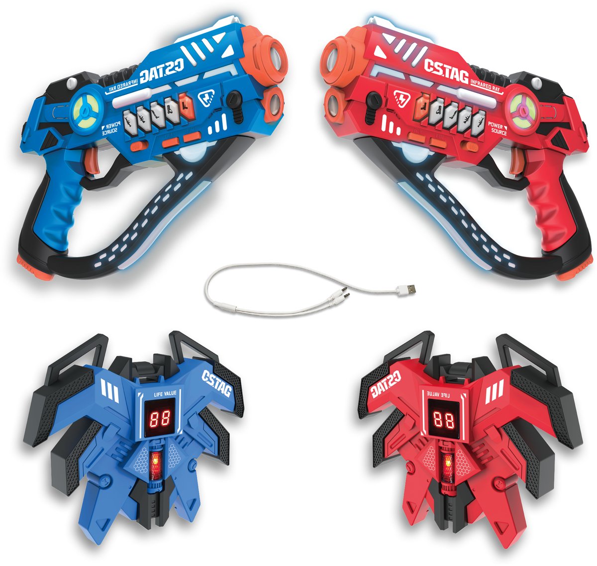 Savorelle® Lasergame Set voor Kinderen - Volwassenen - 2 Spelers - Oplaadbaar Speelgoed Pistool - Laserguns - Lasershoot - 2 Laserguns en 2 Vesten - Binnen en Buiten - Groepsspel