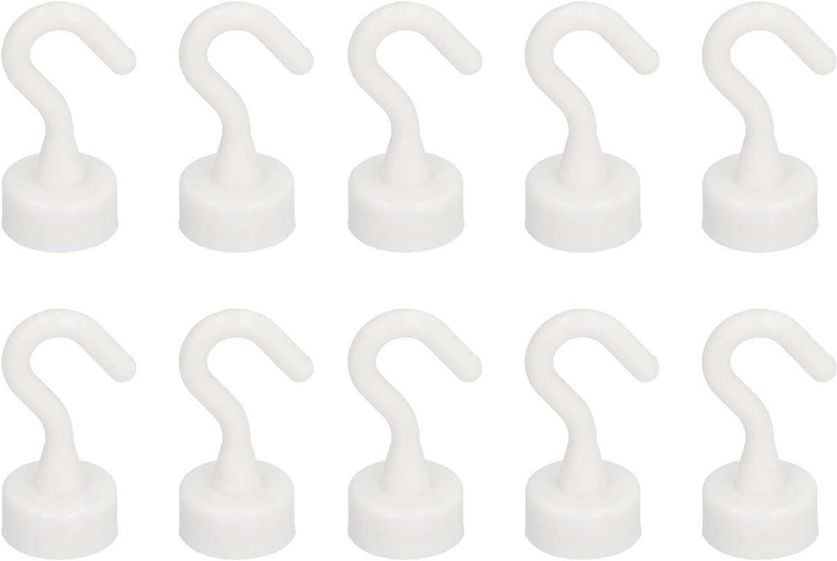 Magneethaken Set - Sterke Haken - Ruimte Besparen - Zonder Boren - 10 Stuks - Wit