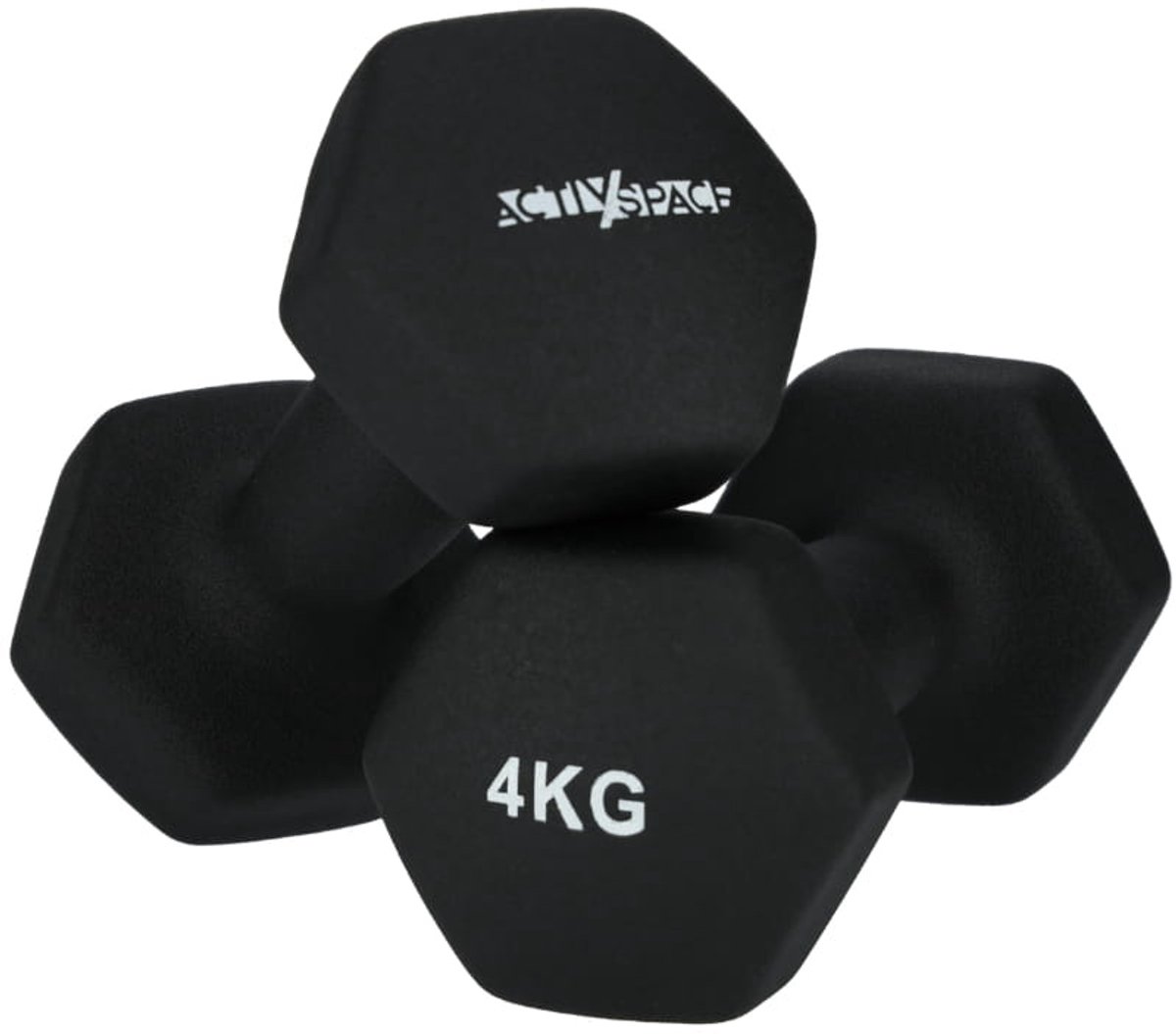 ACTIV SPACE - Neopreen Dumbbells - 2x4kg - Antislip - Zwart