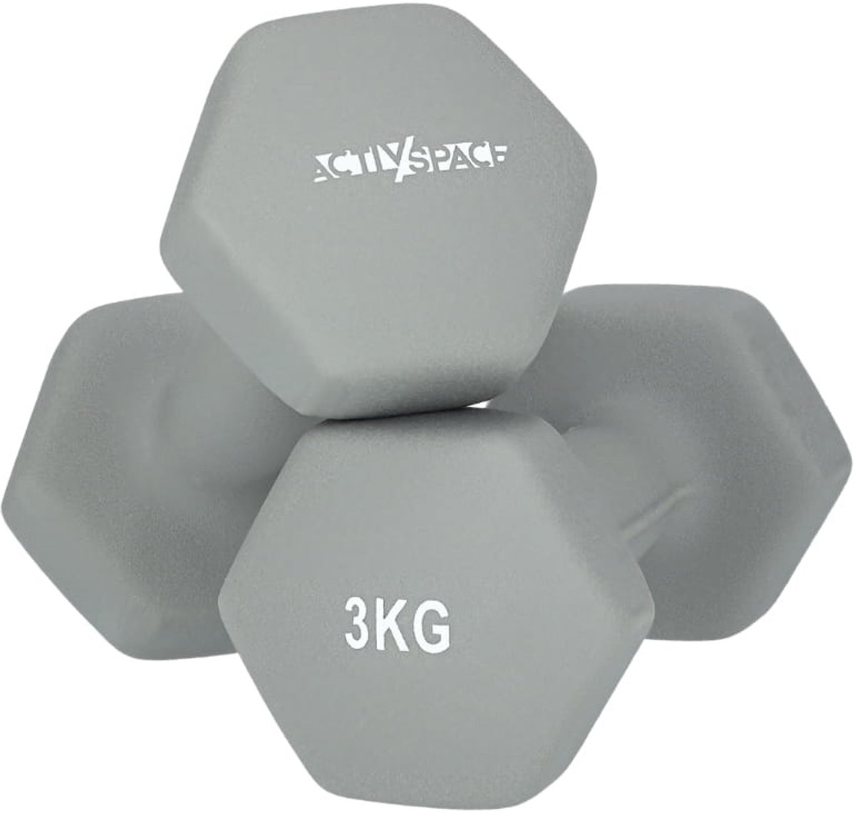 Activ Space - Neopreen Hantelset - 3kg - Grijs - Antislip