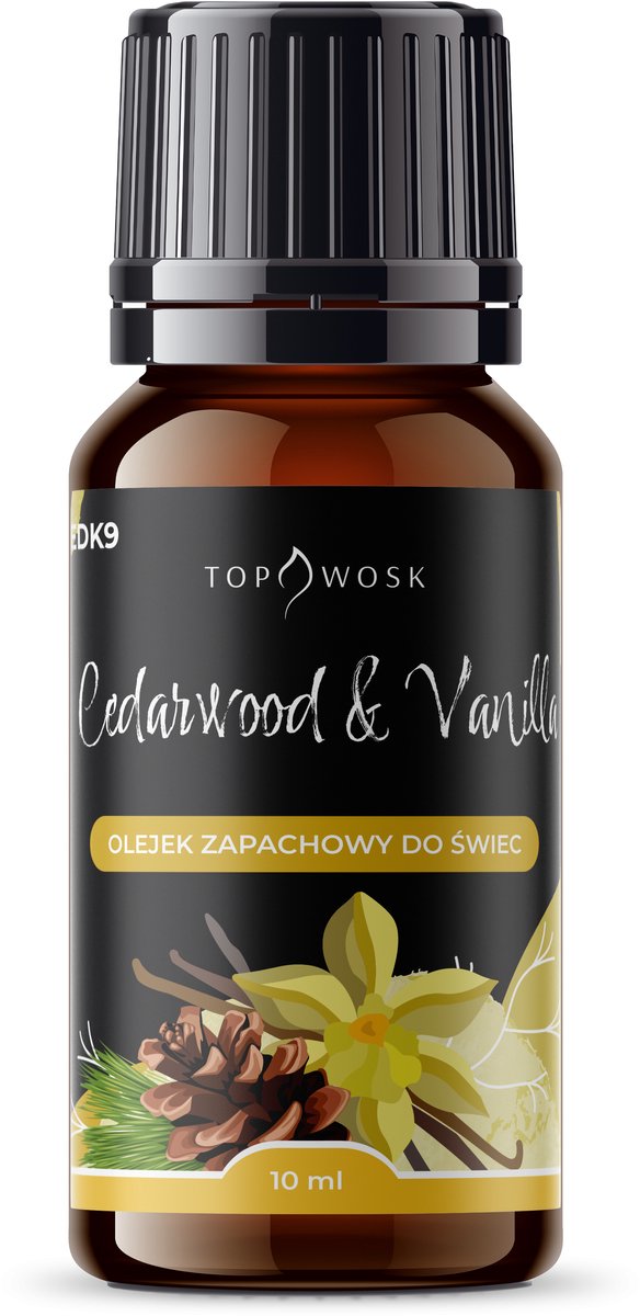 TopWosk Geurolie - Cedarwood & Vanilla - Kaarsen geur - Intensief aroma - Duurzaam en elegant