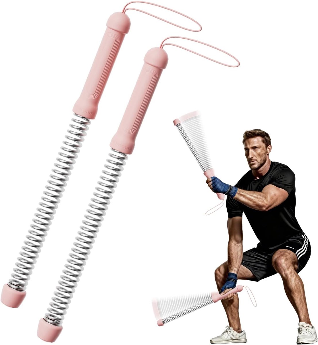Gevechtskabels - Fitness Touwen - HIIT Training - Draagbaar Opvouwbaar - 2 Pack - roze
