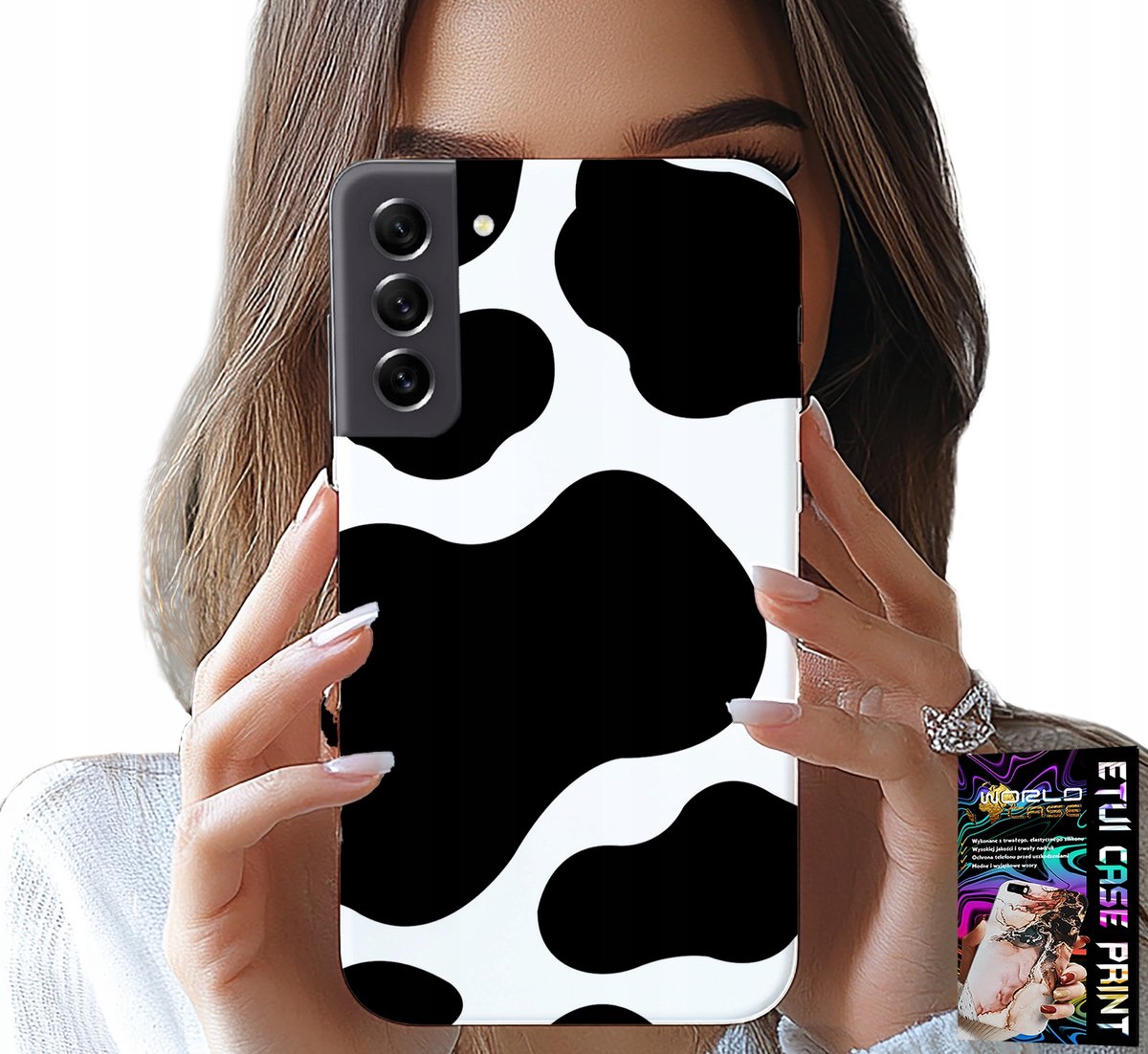 HOESJE VOOR SAMSUNG GALAXY S22 PLUS - ZWART-WIT KOELPATCHES, MODIEUZE PATRONEN