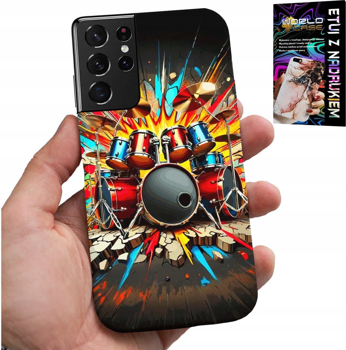 HOESJE VOOR SAMSUNG GALAXY S21 Ultra - ROCK DRUMS ROCK & ROLL + FILM
