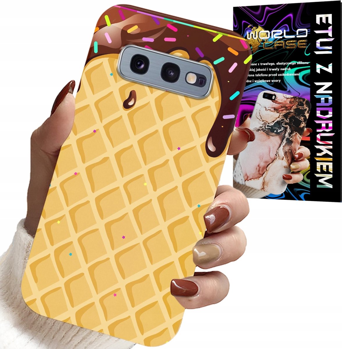 HOESJE VOOR SAMSUNG GALAXY S10E - MET EEN WAFELMOTIF EN CHOCOLADECOATING