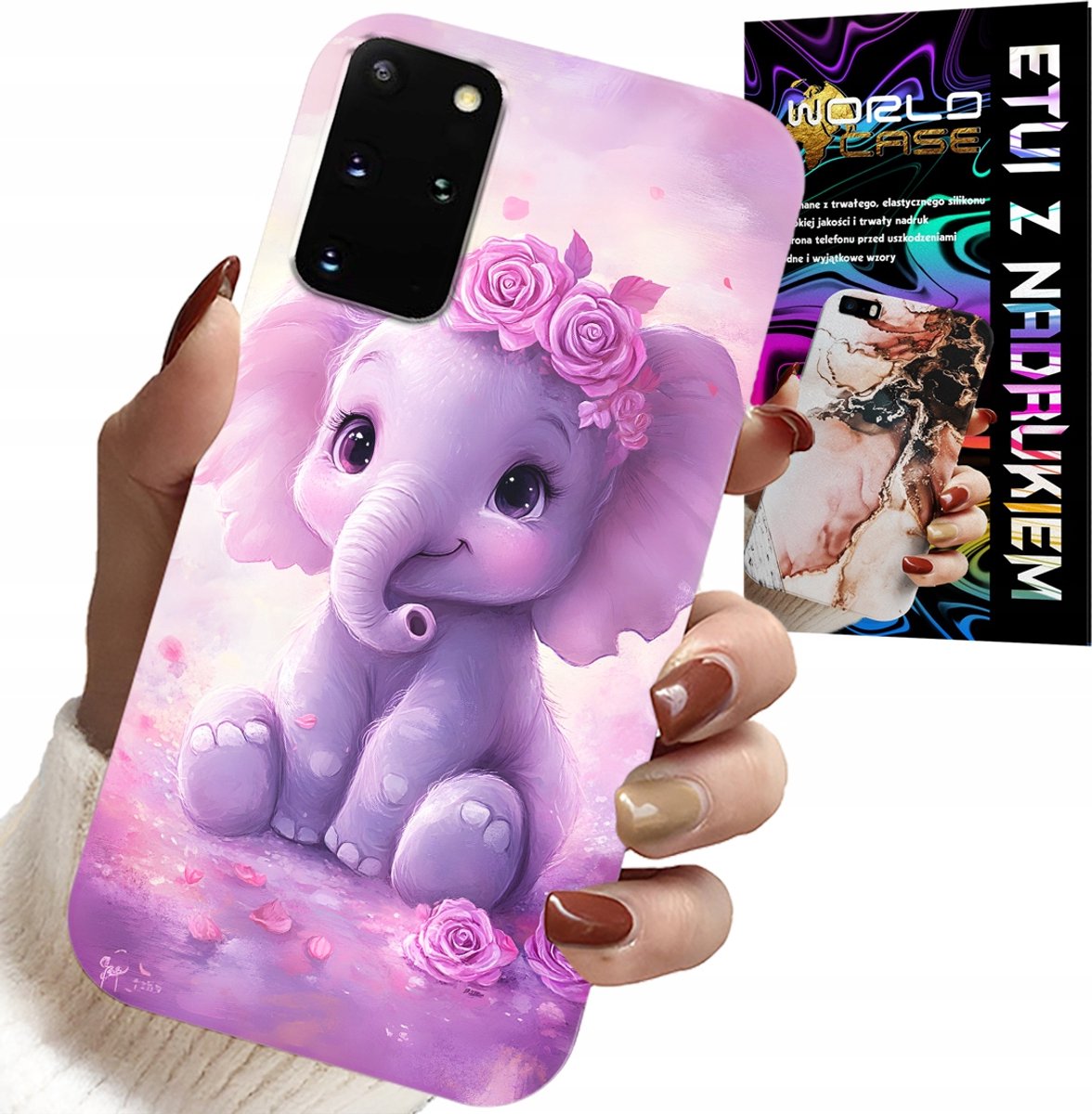 HOESJE VOOR SAMSUNG GALAXY S20 PLUS - SCHATTIGE OLIFANT OP ROZE ACHTERGROND + FOLIE