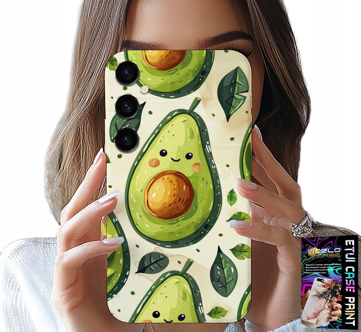 HOESJE VOOR SAMSUNG GALAXY M55 5G - LEUKE HOES MET LACHENDE AVOCADO