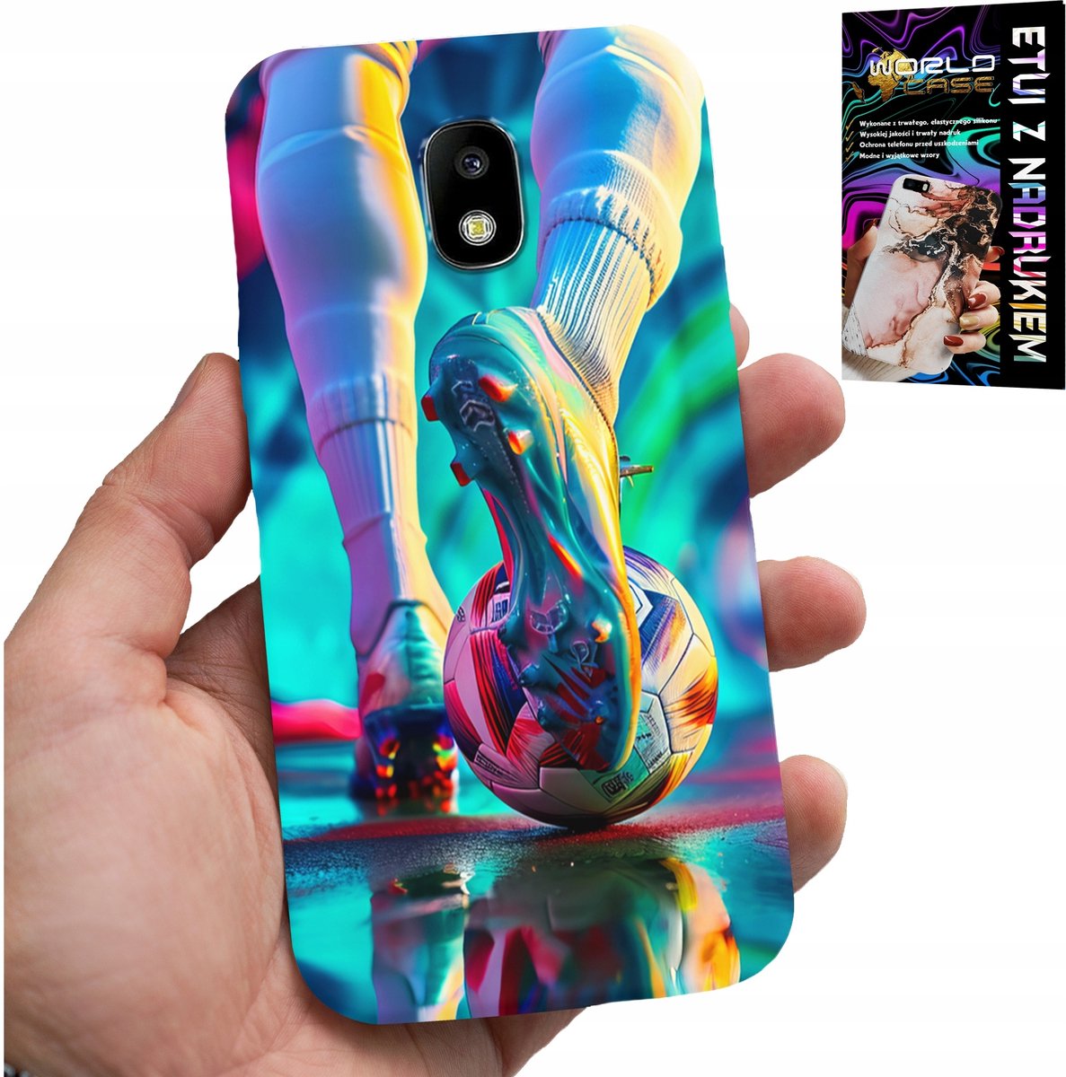 HOESJE VOOR SAMSUNG GALAXY J5 2017 - VOETBALSPELERS + GLAS