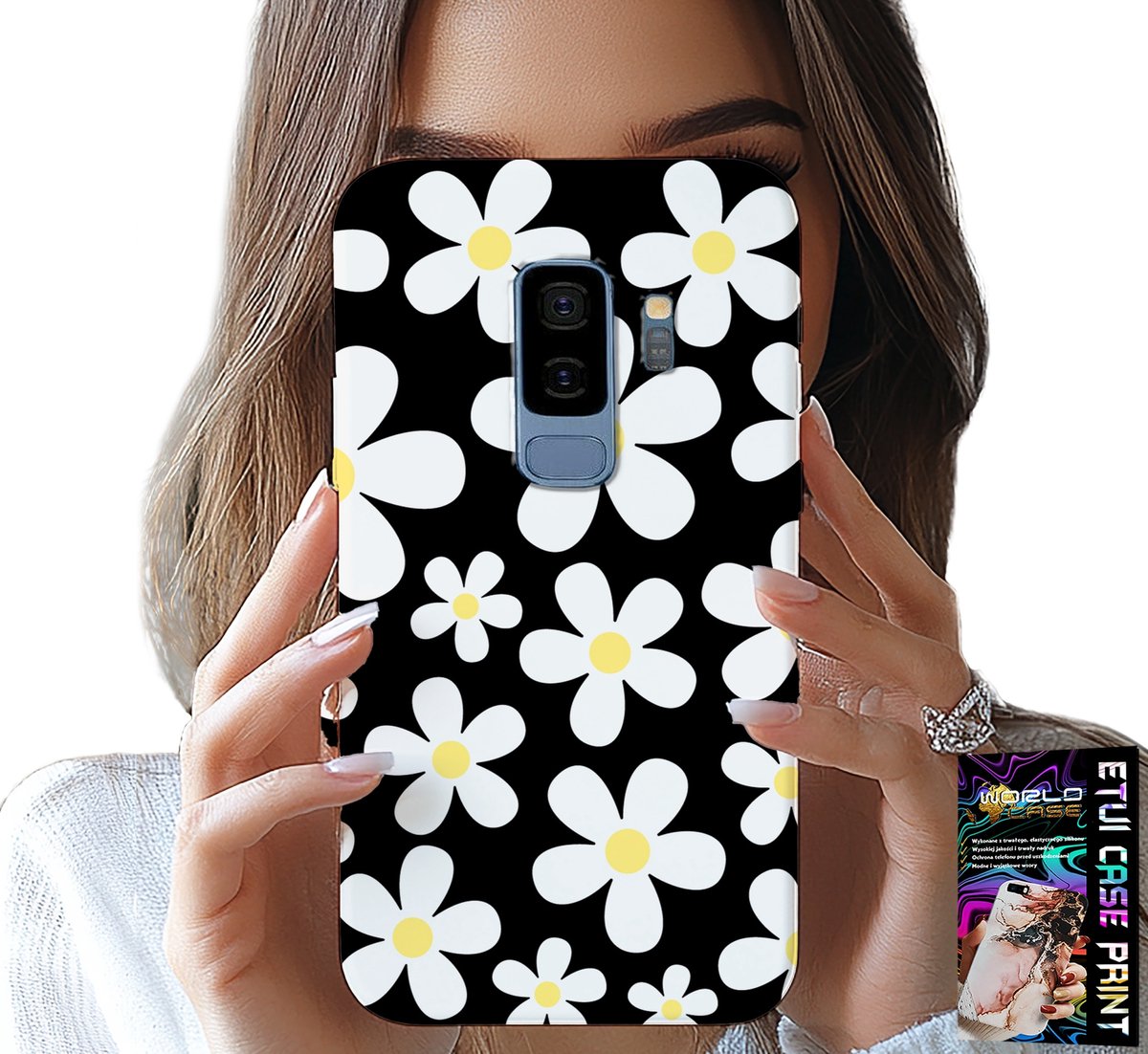 HOESJE VOOR SAMSUNG GALAXY S9 PLUS - DAISY, DAISIES, FLOWERS, BACK