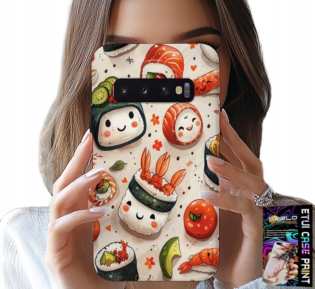 HOESJE VOOR SAMSUNG GALAXY S10 PLUS - LEUK HOESJE MET LACHENDE SUSHI