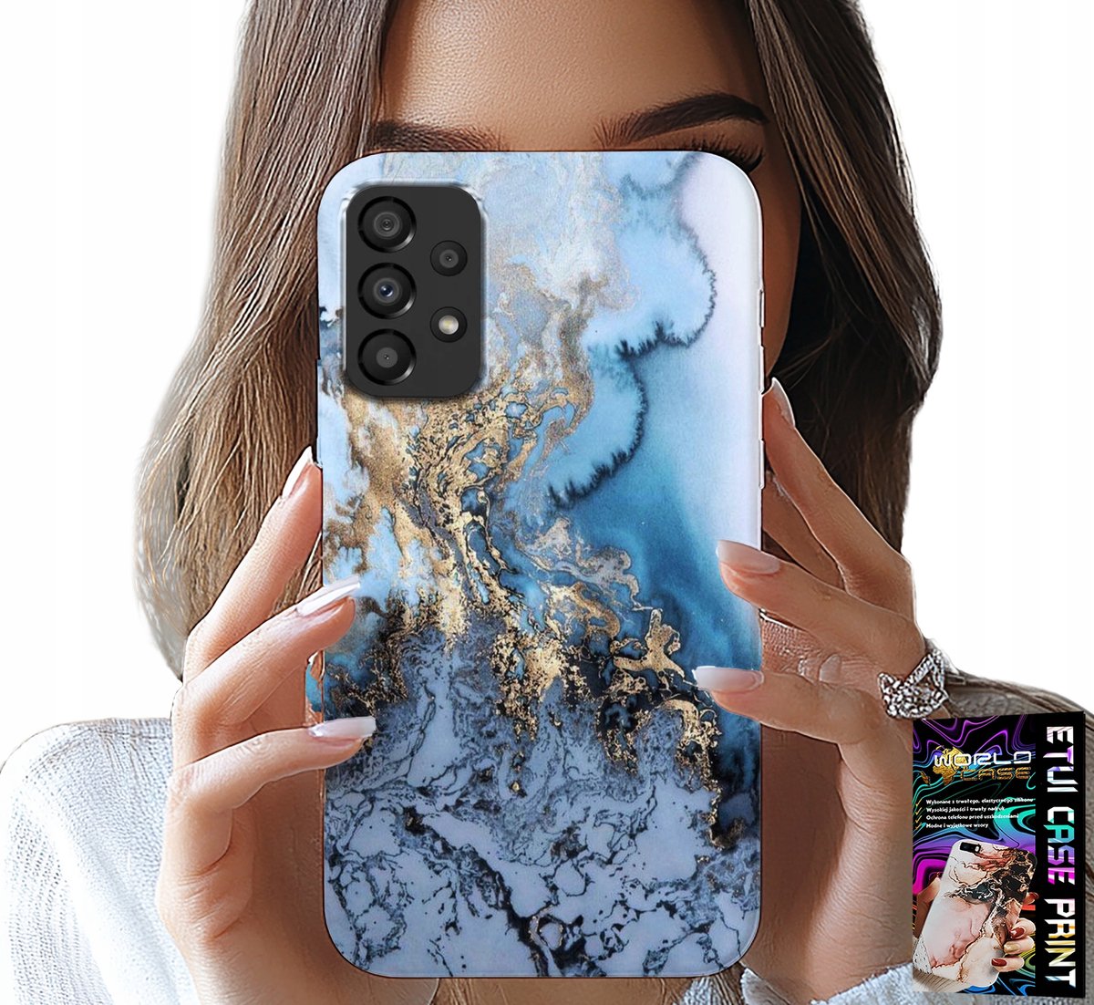 HOESJE VOOR SAMSUNG GALAXY A33 5G - MARMERPATROON VOOR DAMES + GLAS