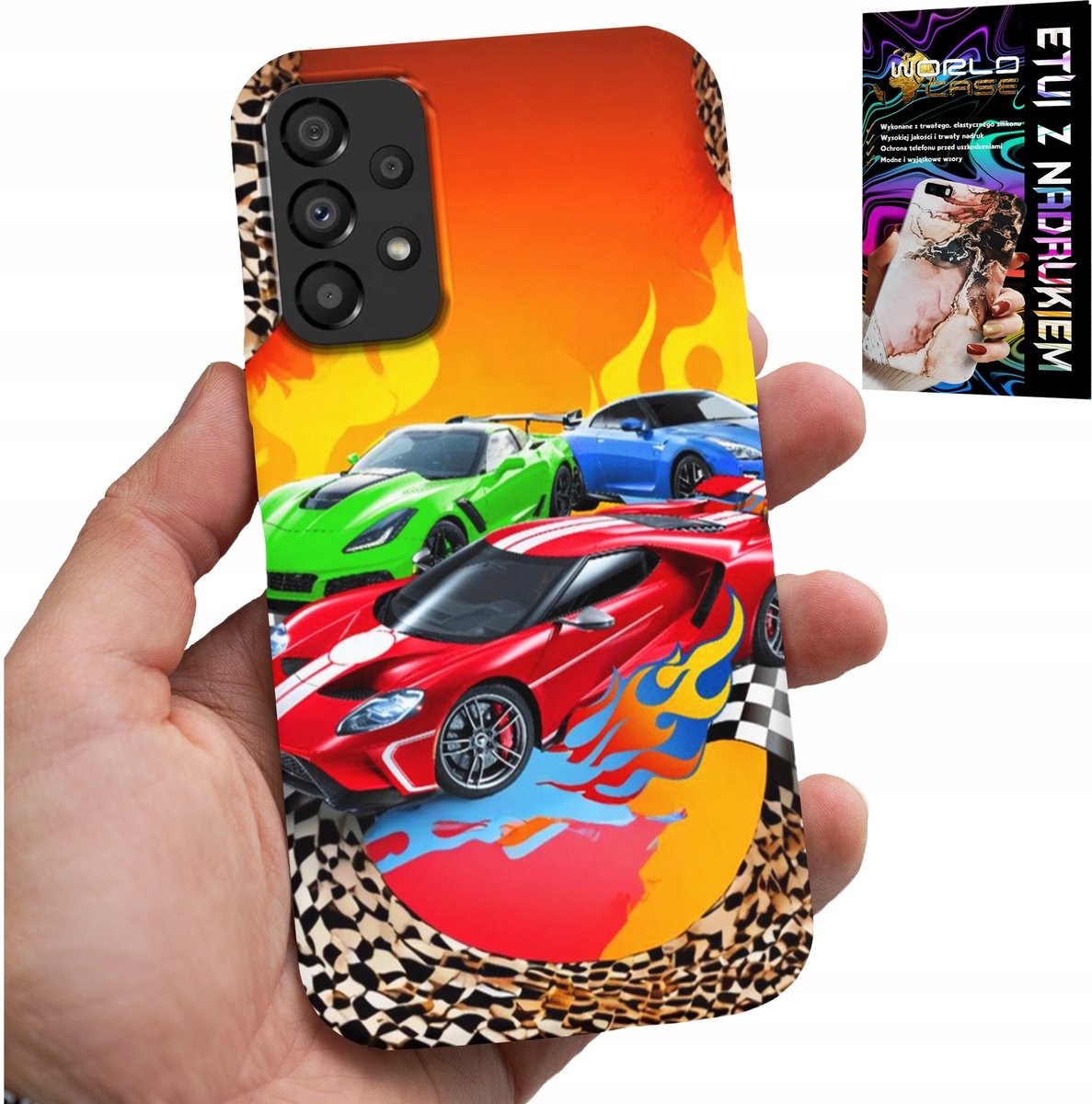 HOESJE VOOR SAMSUNG GALAXY A33 5G - VOOR KINDEREN, RACEAUTO'S + GLAS